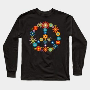 retro flowers peace symbol Long Sleeve T-Shirt